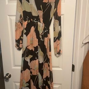 Lulus Wondrous Water Lilies Black Floral Print Maxi Dress